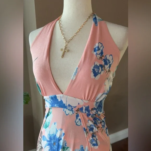 Floral print halter maxi romper dress - Picture 7 of 11